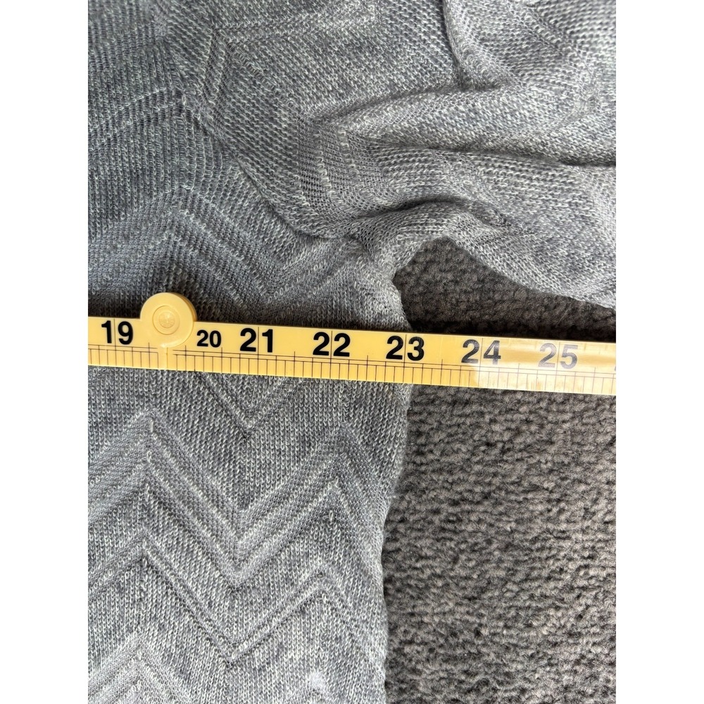 Chico's Sweater Women's 3 Gray Round Neck Long Sleeve Sheer Chevron Pullover - Picture 5 of 8